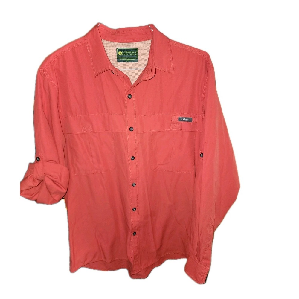 GH Bass & Co Explorer Men's L Spice Pocketed Fishing Shirt Long Sleeve 50" Chest